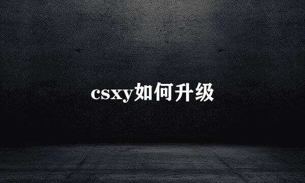 csxy如何升级