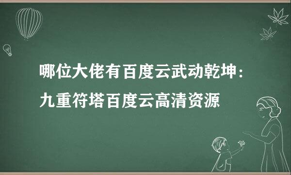 哪位大佬有百度云武动乾坤：九重符塔百度云高清资源