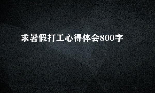 求暑假打工心得体会800字