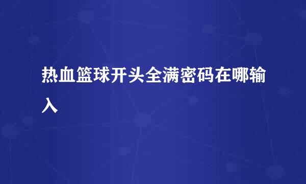 热血篮球开头全满密码在哪输入