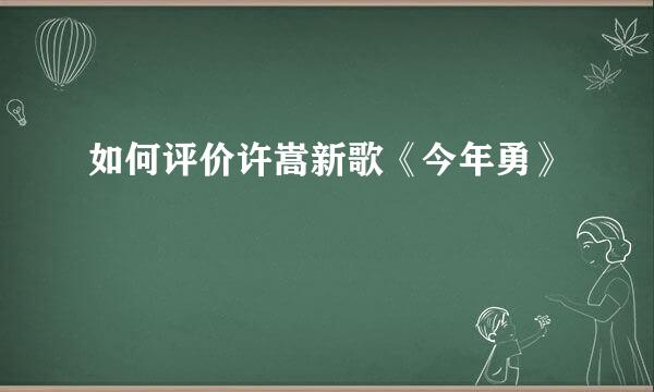 如何评价许嵩新歌《今年勇》