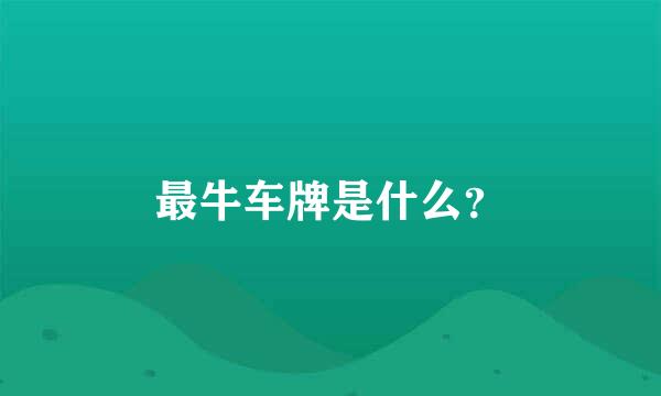 最牛车牌是什么？