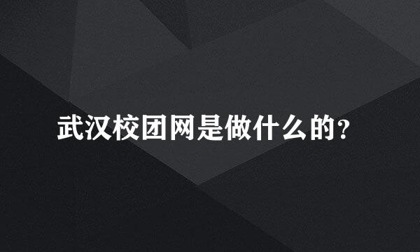 武汉校团网是做什么的？