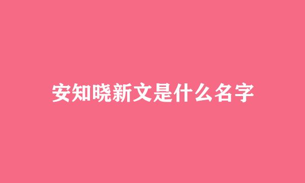 安知晓新文是什么名字