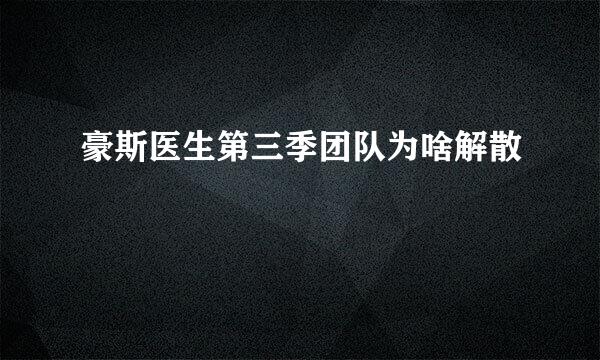 豪斯医生第三季团队为啥解散