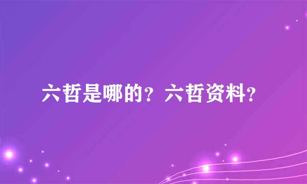 六哲是哪的？六哲资料？