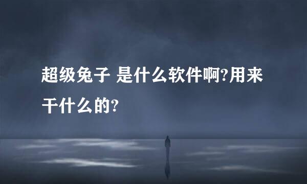 超级兔子 是什么软件啊?用来干什么的?