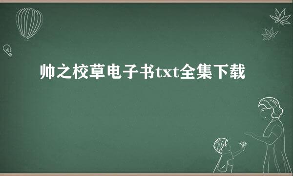 帅之校草电子书txt全集下载