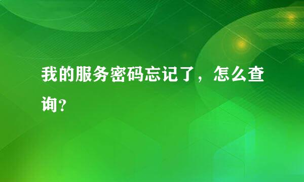 我的服务密码忘记了，怎么查询？