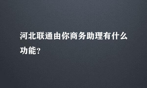 河北联通由你商务助理有什么功能？