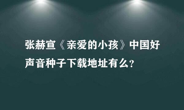 张赫宣《亲爱的小孩》中国好声音种子下载地址有么？