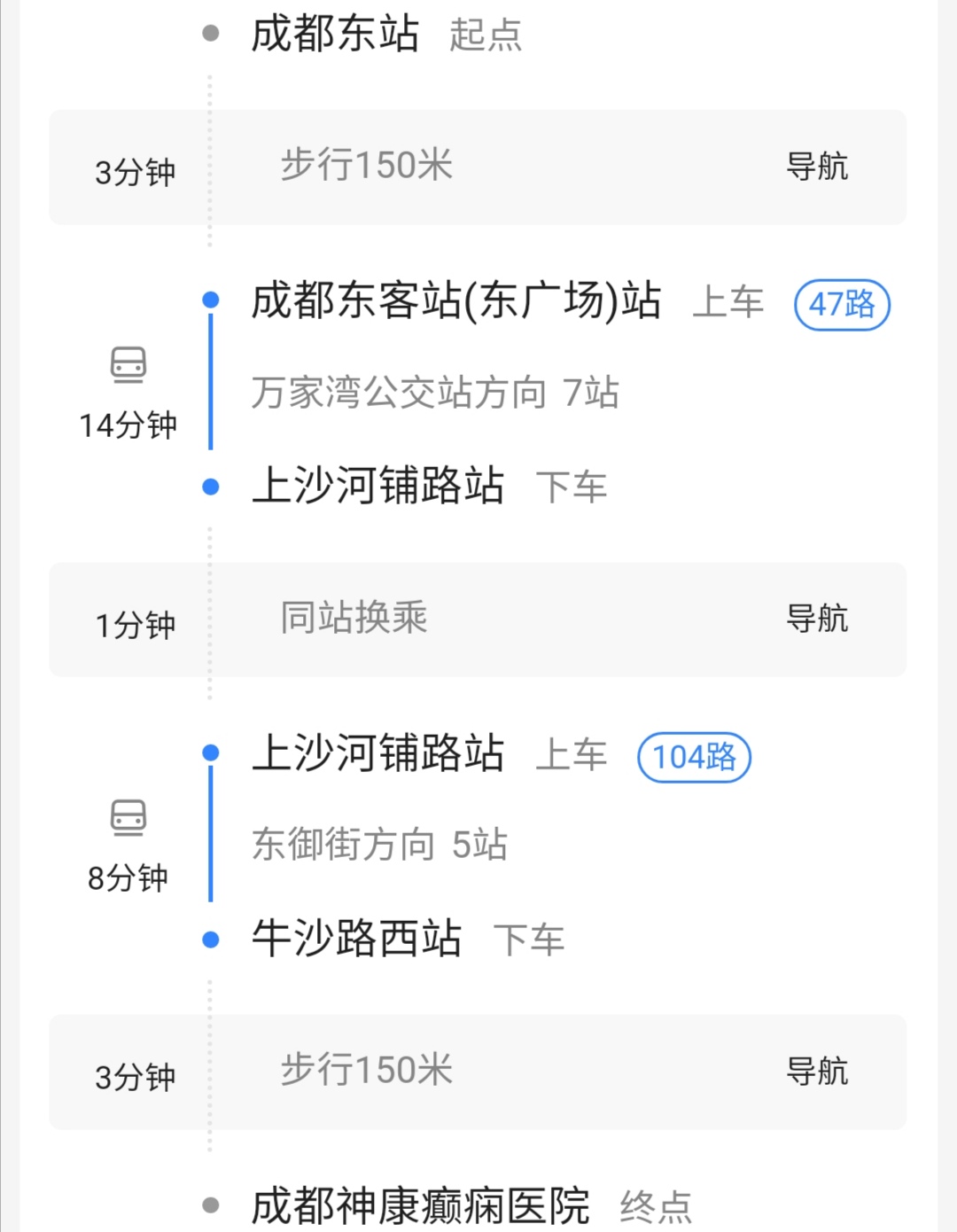 成都东站到神康医院有多远？