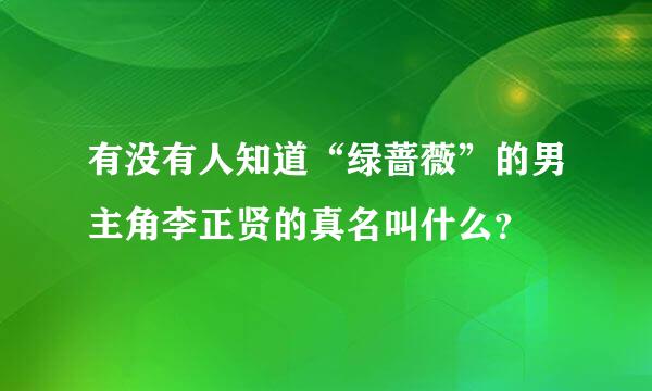 有没有人知道“绿蔷薇”的男主角李正贤的真名叫什么？