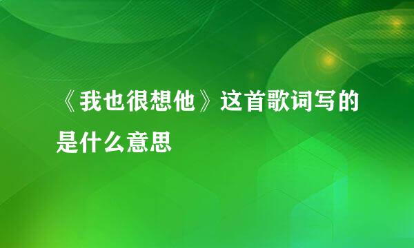 《我也很想他》这首歌词写的是什么意思