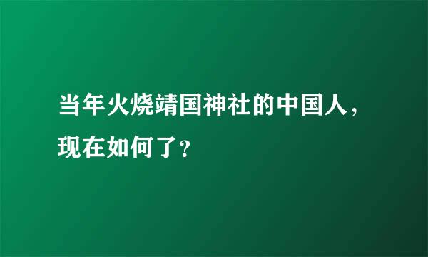 当年火烧靖国神社的中国人，现在如何了？