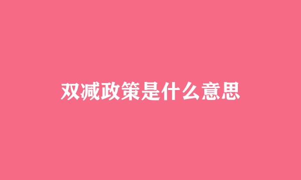 双减政策是什么意思