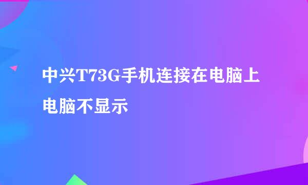 中兴T73G手机连接在电脑上 电脑不显示