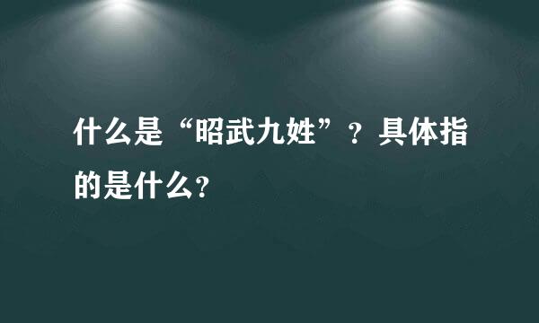 什么是“昭武九姓”？具体指的是什么？