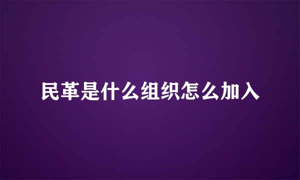 民革是什么组织怎么加入