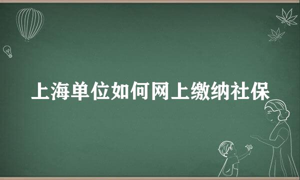 上海单位如何网上缴纳社保