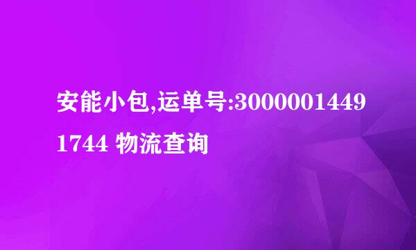 安能小包,运单号:30000014491744 物流查询