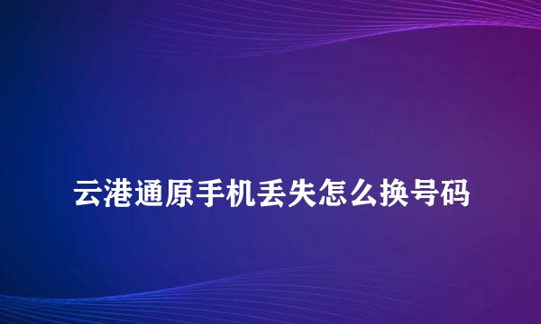 
云港通原手机丢失怎么换号码
