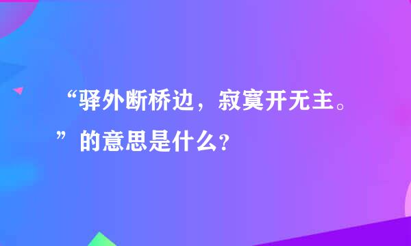 “驿外断桥边，寂寞开无主。”的意思是什么？