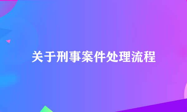 关于刑事案件处理流程