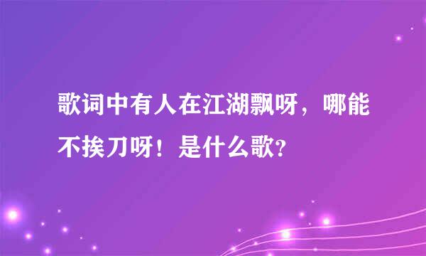 歌词中有人在江湖飘呀，哪能不挨刀呀！是什么歌？