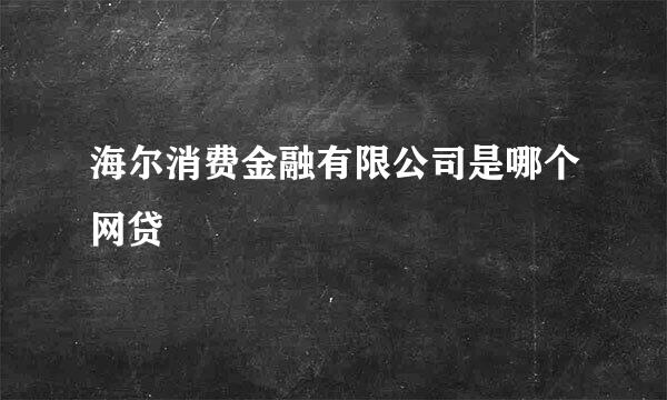 海尔消费金融有限公司是哪个网贷