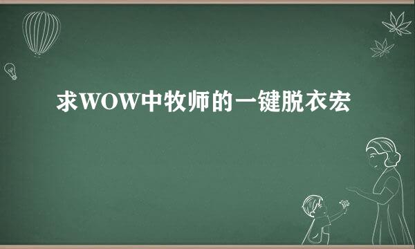 求WOW中牧师的一键脱衣宏