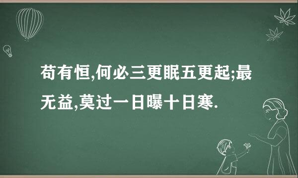 苟有恒,何必三更眠五更起;最无益,莫过一日曝十日寒.