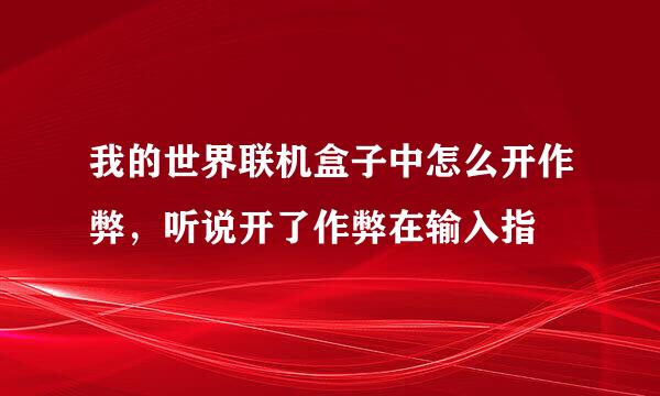 我的世界联机盒子中怎么开作弊，听说开了作弊在输入指