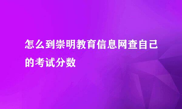 怎么到崇明教育信息网查自己的考试分数