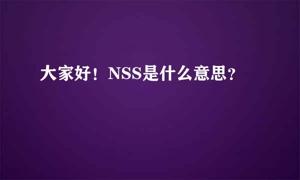 大家好！NSS是什么意思？