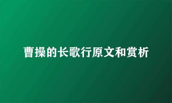 曹操的长歌行原文和赏析