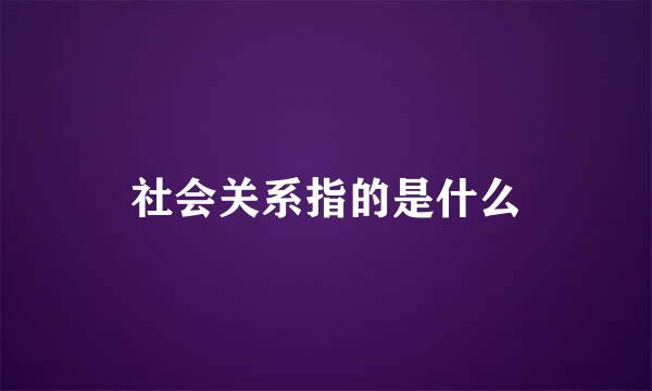 社会关系指的是什么