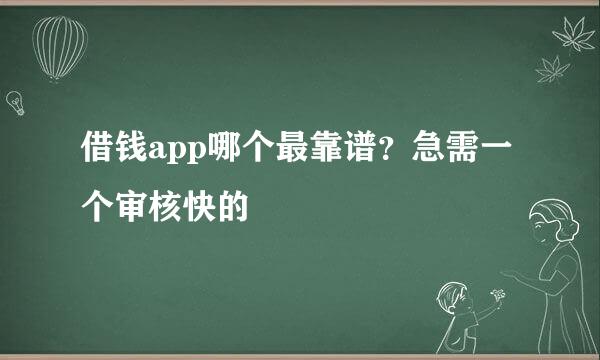 借钱app哪个最靠谱？急需一个审核快的