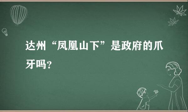 达州“凤凰山下”是政府的爪牙吗？