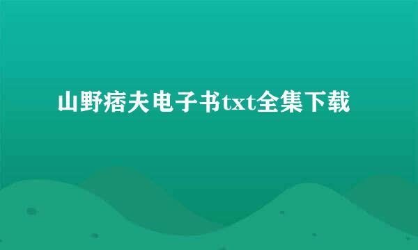 山野痞夫电子书txt全集下载