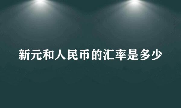 新元和人民币的汇率是多少