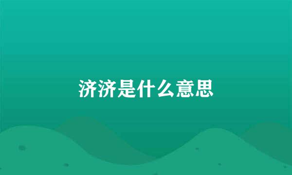 济济是什么意思