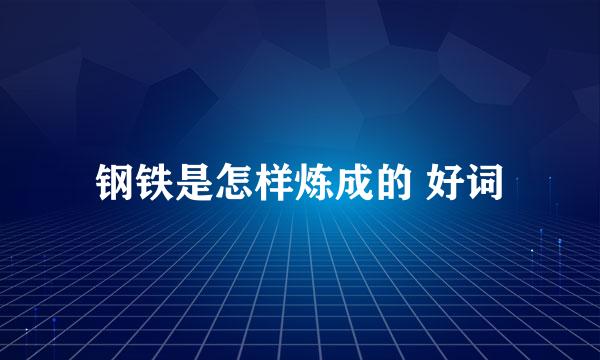 钢铁是怎样炼成的 好词