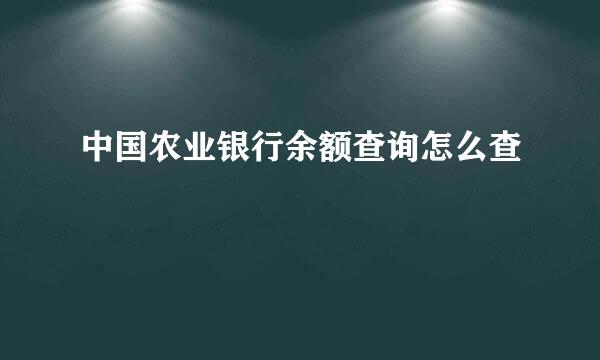 中国农业银行余额查询怎么查