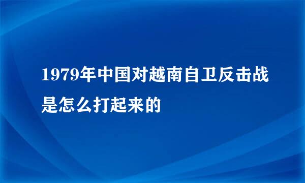 1979年中国对越南自卫反击战是怎么打起来的