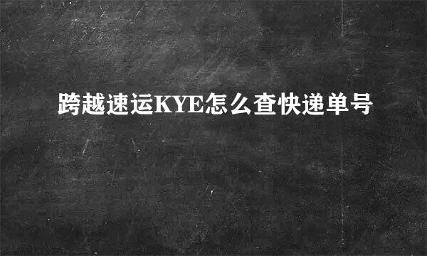 跨越速运KYE怎么查快递单号