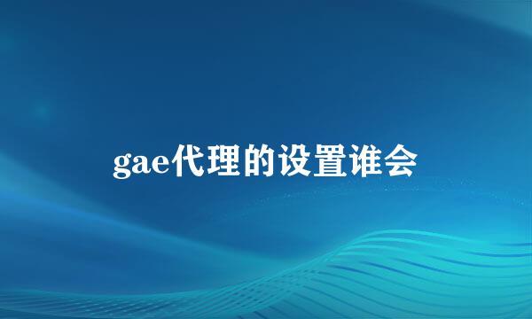 gae代理的设置谁会