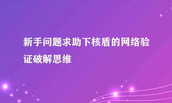 新手问题求助下核盾的网络验证破解思维