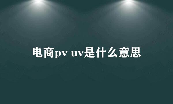 电商pv uv是什么意思