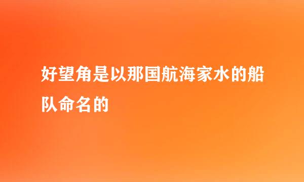 好望角是以那国航海家水的船队命名的